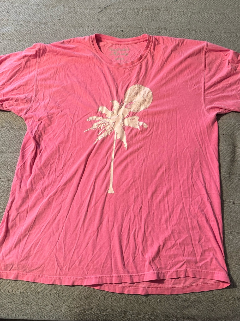 Illustrated Society oversized Pink Graphic T-Shirt with White Palm and moon L